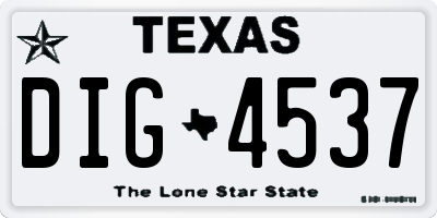 TX license plate DIG4537