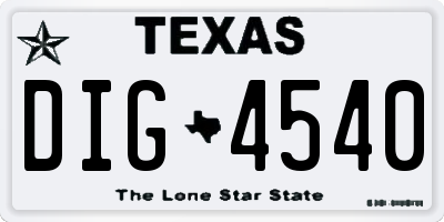 TX license plate DIG4540