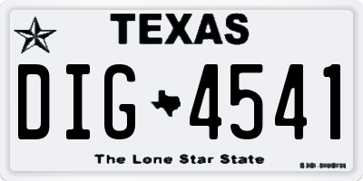 TX license plate DIG4541