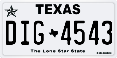 TX license plate DIG4543
