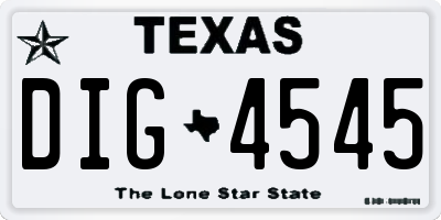 TX license plate DIG4545