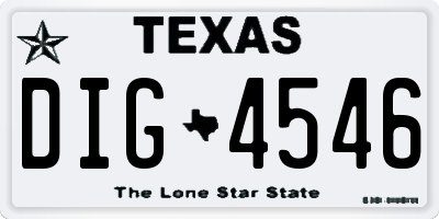 TX license plate DIG4546