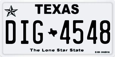 TX license plate DIG4548