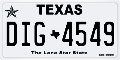 TX license plate DIG4549
