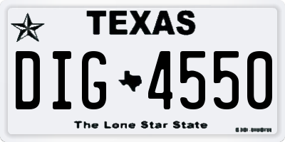 TX license plate DIG4550