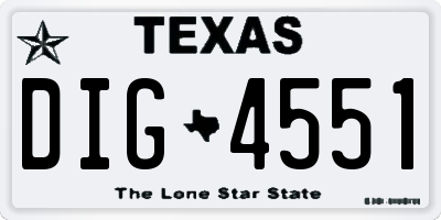 TX license plate DIG4551