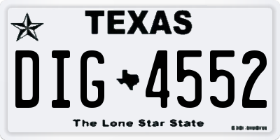 TX license plate DIG4552