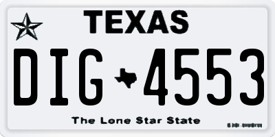 TX license plate DIG4553