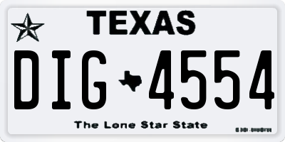 TX license plate DIG4554
