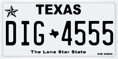 TX license plate DIG4555