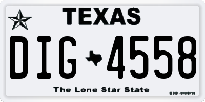 TX license plate DIG4558