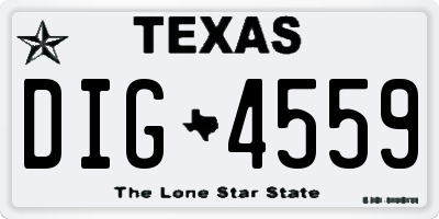 TX license plate DIG4559