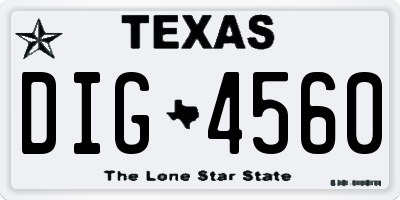 TX license plate DIG4560