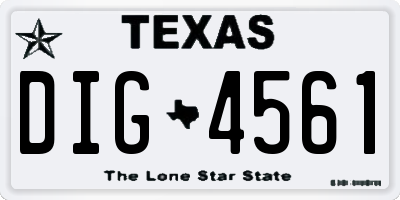 TX license plate DIG4561