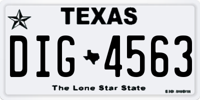 TX license plate DIG4563