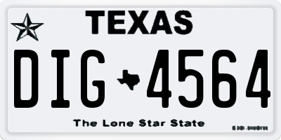 TX license plate DIG4564