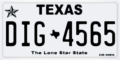TX license plate DIG4565