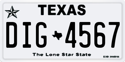 TX license plate DIG4567
