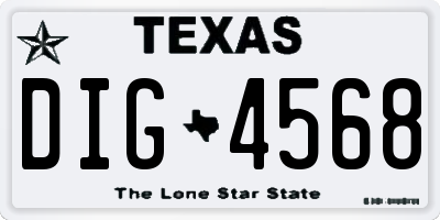 TX license plate DIG4568