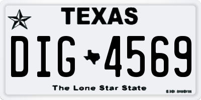 TX license plate DIG4569