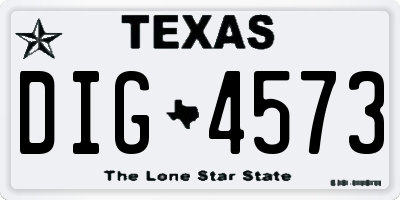 TX license plate DIG4573
