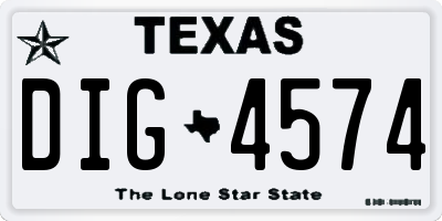 TX license plate DIG4574