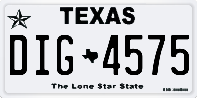 TX license plate DIG4575