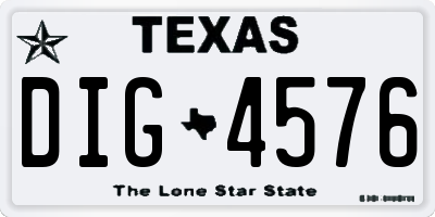 TX license plate DIG4576