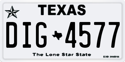TX license plate DIG4577