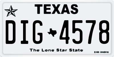 TX license plate DIG4578
