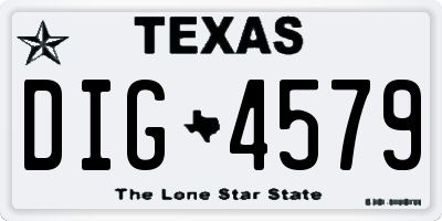 TX license plate DIG4579