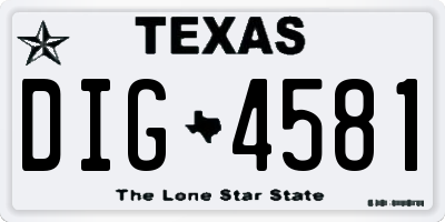 TX license plate DIG4581