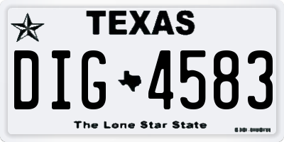 TX license plate DIG4583