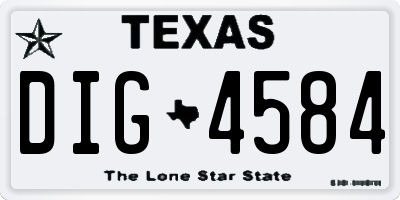 TX license plate DIG4584