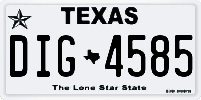 TX license plate DIG4585