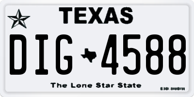 TX license plate DIG4588
