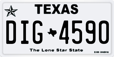 TX license plate DIG4590
