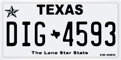 TX license plate DIG4593