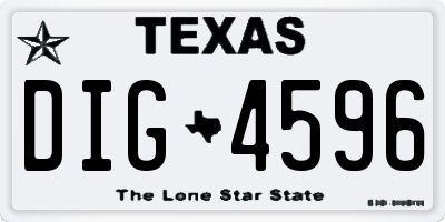 TX license plate DIG4596
