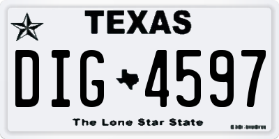 TX license plate DIG4597