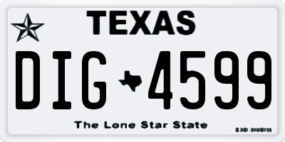 TX license plate DIG4599