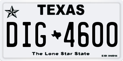 TX license plate DIG4600