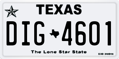 TX license plate DIG4601
