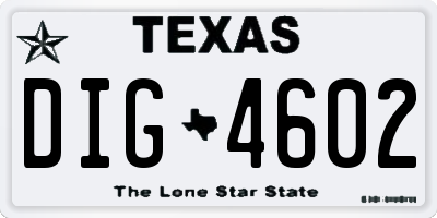 TX license plate DIG4602