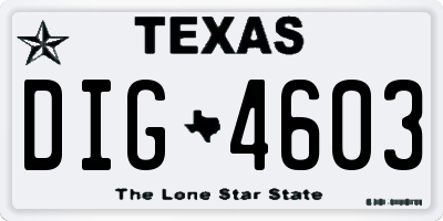 TX license plate DIG4603