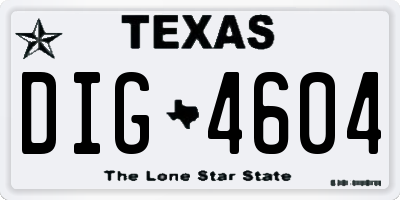 TX license plate DIG4604