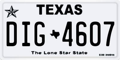 TX license plate DIG4607