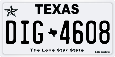 TX license plate DIG4608
