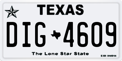 TX license plate DIG4609