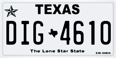 TX license plate DIG4610